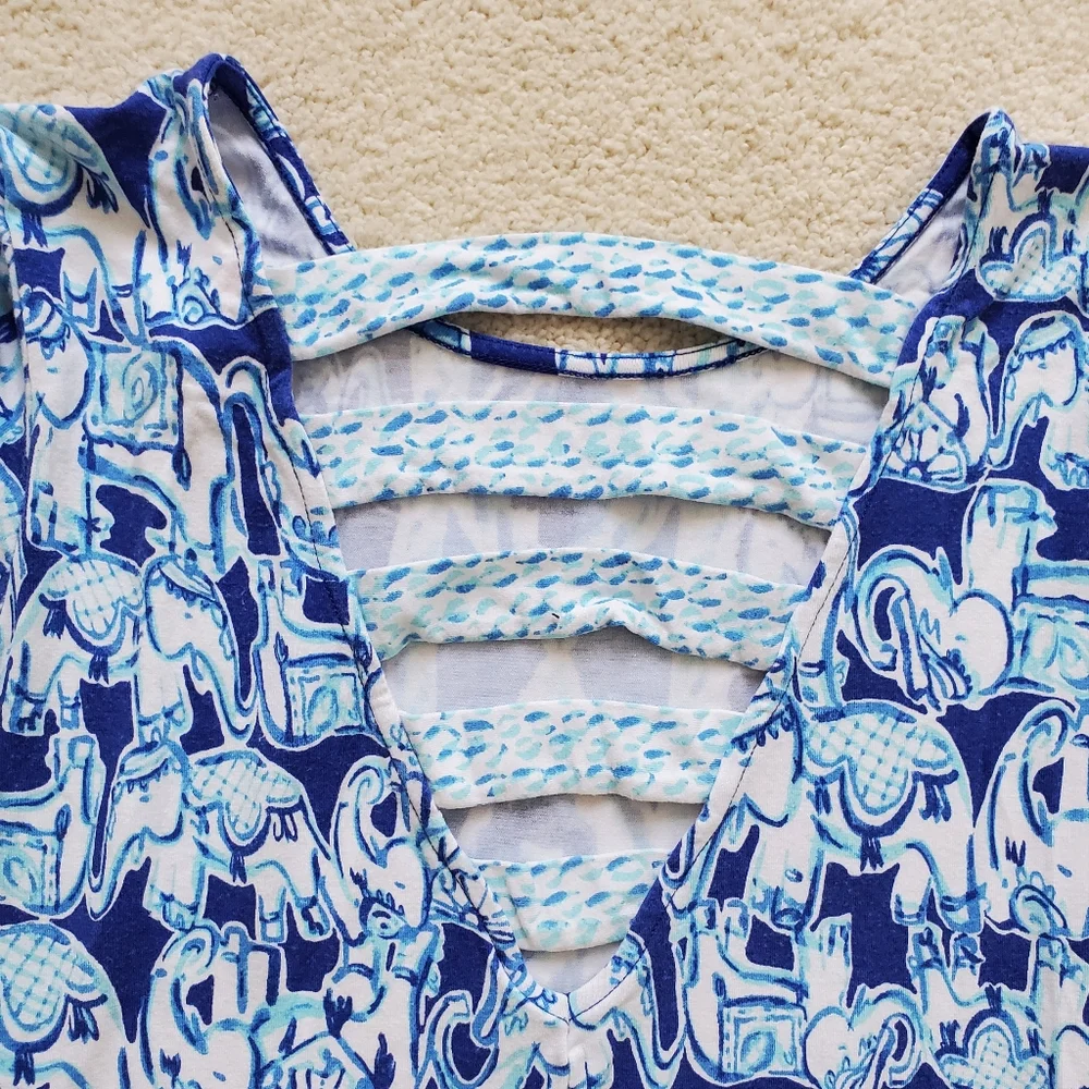 Lilly Pulitzer Blue/White Ophelia Dress Get Trunky szXS